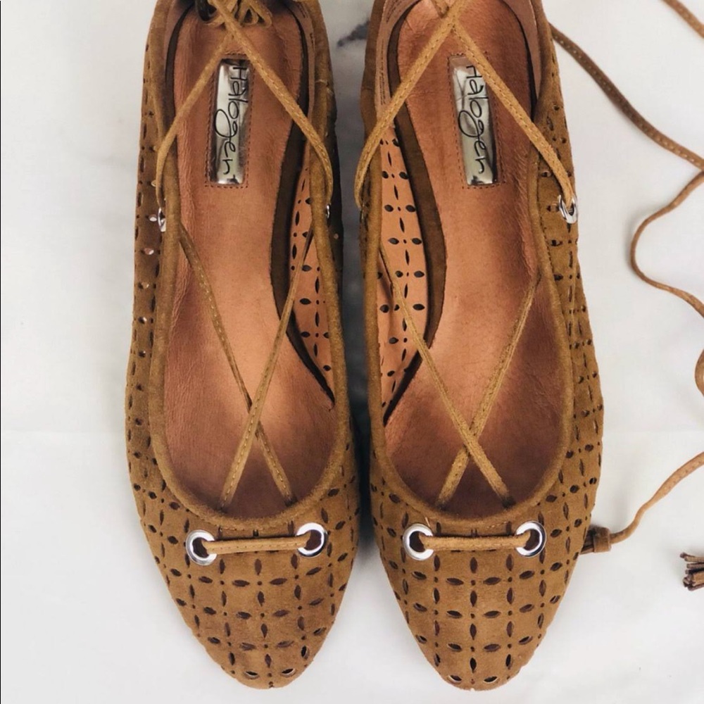 Halogen ballet shoes Cognac Perforated Lasercut